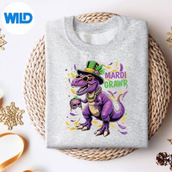 Mardi Grawr Trex Dino Lover Mardi Gras Design for Cricut 4 MardiGrawrTrexDinoLoverMardiGrassweater