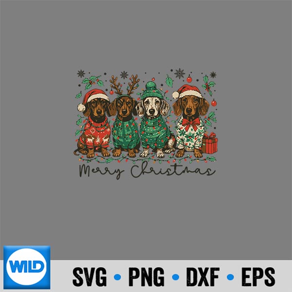 MerryChristmasDachshundDogRetroXmasPuppy