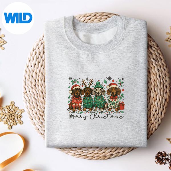 Merry Christmas Dachshund Dog Retro Xmas Puppy SVG PNG Cut File 2 Merry Christmas Dachshund Dog Retro Xmas Puppy SVG PNG Cut File - Image 2