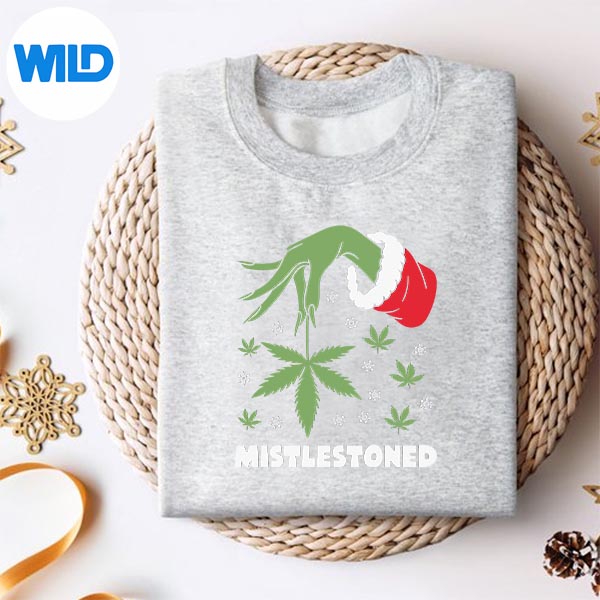 Mistlestoned Weed Leaf Cannabis Marijuana Ugly Christmas Cut File 2 Mistlestoned Weed Leaf Cannabis Marijuana Ugly Christmas Cut File - Image 2