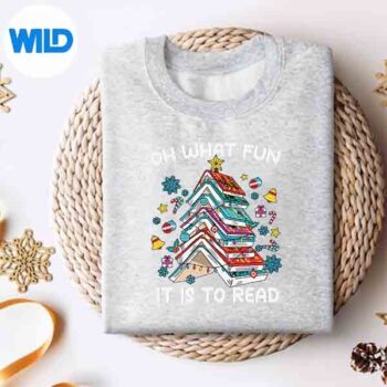 OhWhatFunItIsToReadBookTreeLightsForEveryonesweater