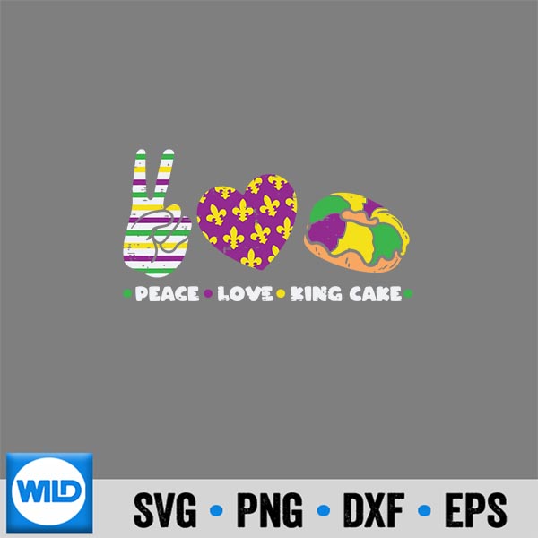 Peace Love King Cake Mardi Gras Party Carnival SVG PNG Digital Download 7 PeaceLoveKingCakeMardiGrasPartyCarnival
