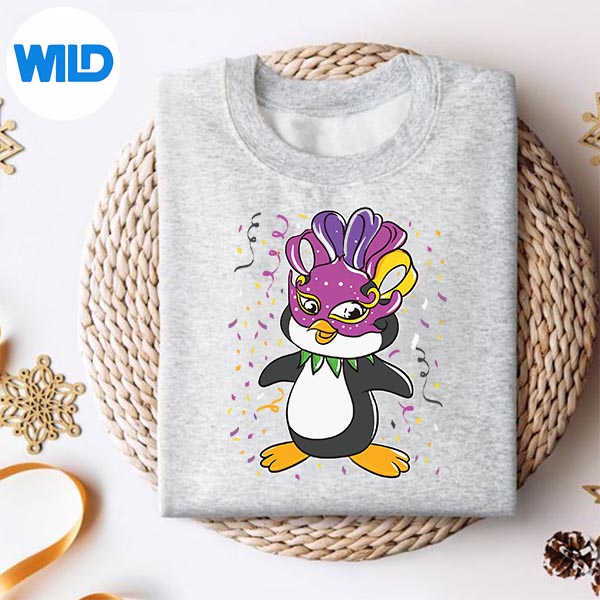 Penguin Mardi Gras Lover Mask Beads Cute Silhouette SVG PNG Cut File 2 Penguin Mardi Gras Lover Mask Beads Cute Silhouette SVG PNG Cut File - Image 2