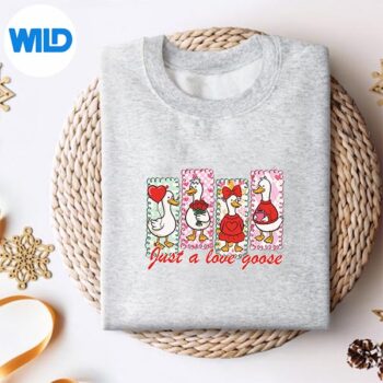 PreppyValentineJustALoveSillyGooseDuckGirlsweater