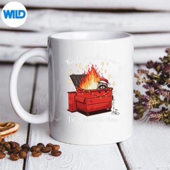 RaccoonDumpsterFireChristmasLightsRaccoonHolidaymug
