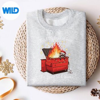 RaccoonDumpsterFireChristmasLightsRaccoonHolidaysweater