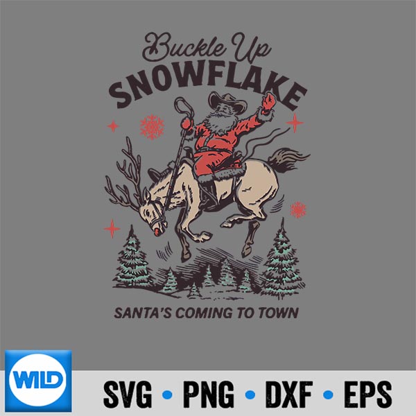Retro Cow Santa Buckle Up Snowflake Rodeo Christmas PNG SVG for Cricut 7 RetroCowSantaBuckleUpSnowflakeRodeoChristmas