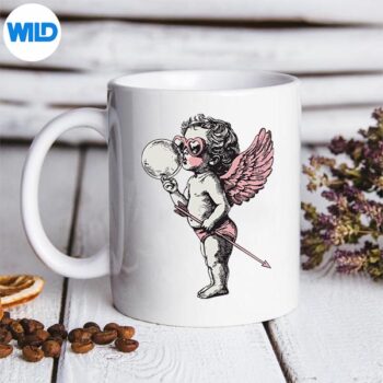 RetroCupidValentineDayCuteVintageCupidBlowingBubbleLovemug