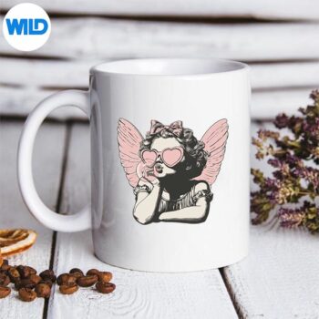 RetroCupidValentineDayCuteVintageCupidBlowingBubbleRetromug