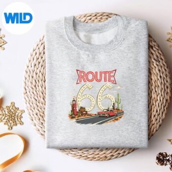 RetroRoute66DesertSceneWithRedVintageCarsweater