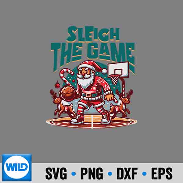 Santa Claus Plays Basketball Christmas Xmas PNG SVG for Cricut 7 SantaClausPlaysBasketballChristmasXmas