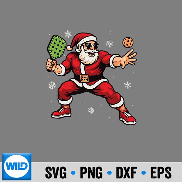 SantaPlayingPickleballXmasChristmasPickleball