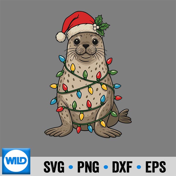 SealChristmasTreeLightsPajamasGirlsXmasSeal