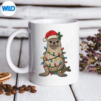 SealChristmasTreeLightsPajamasGirlsXmasSealmug