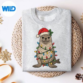 SealChristmasTreeLightsPajamasGirlsXmasSealsweater