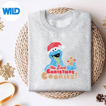 SesameStreetCookieMonsterMeLoveChristmasCookiessweater