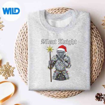 Silent Santa Knight Medieval Christmas Warrior Festive Vector Design 4 SilentSantaKnightMedievalChristmasWarriorFestivesweater