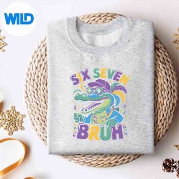 Six Seven Bruh Pastel Mardi Gras Gator Beads Colorful Party Digital Design 4 SixSevenBruhPastelMardiGrasGatorBeadsColorfulPartysweater