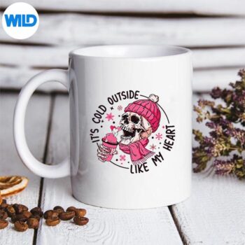 SkeletonItsColdOutsideLikeMyHeartValentinesCouplemug