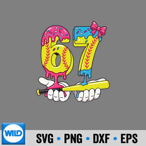 Softball 67 Ice Cream Drip Six Seven Meme Cut File 7