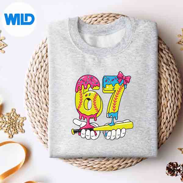 Softball 67 Ice Cream Drip Six Seven Meme Cut File 2 Softball 67 Ice Cream Drip Six Seven Meme Cut File - Image 2