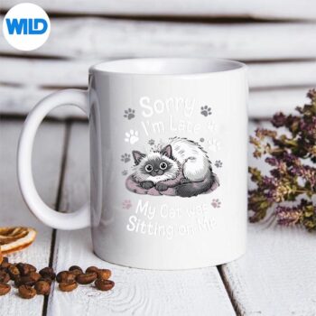 SorryIAmLateMyCatWasSittingOnMeCatExcusemug