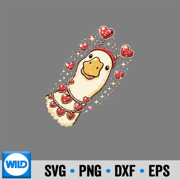 SparkleDuckWithHeartBlingValentineAnimalArt
