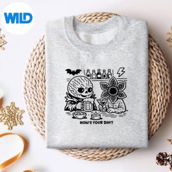 Stranger Things Skull Drinking Coffee How Is Your Day Design for Cricut 4 StrangerThingsSkullDrinkingCoffeeHowIsYourDaysweater