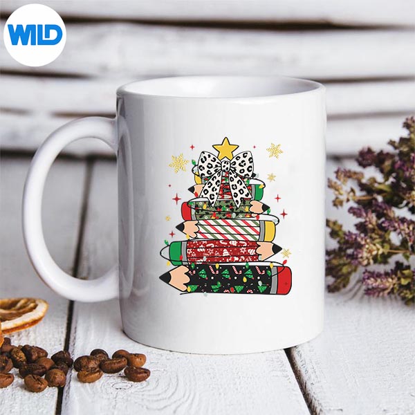 Teacher Christmas Tree Lights Pencil Leopard Print Cute Bow SVG PNG Digital Design 3 Teacher Christmas Tree Lights Pencil Leopard Print Cute Bow SVG PNG Digital Design - Image 3