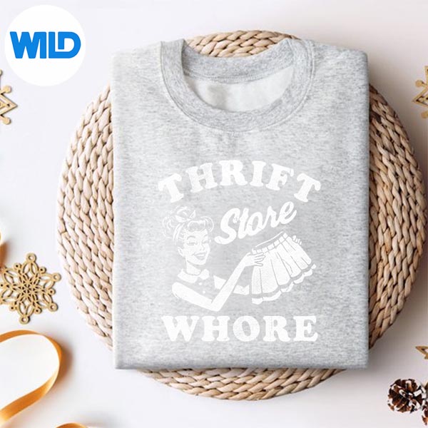 Alternative view of Thrift Store Whore Whore Vintage Smiling Woman Shopping SVG PNG Digital Design