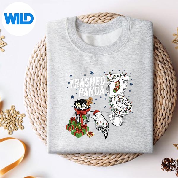 Trashed Panda Drunk Racoon Lights Christmas Digital Download 2 Trashed Panda Drunk Racoon Lights Christmas Digital Download - Image 2