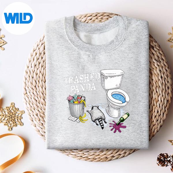 Trashed Panda Drunk Racoon Vintage Digital Design 2 Trashed Panda Drunk Racoon Vintage Digital Design - Image 2