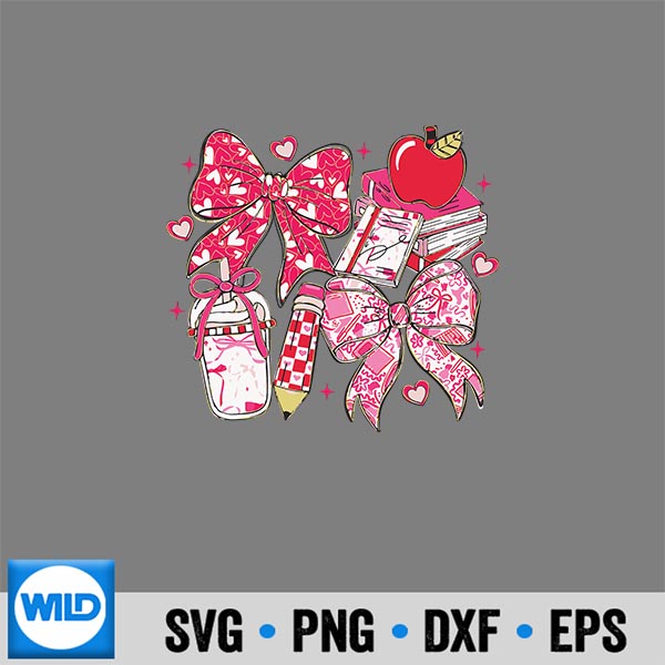 Valentine Coquette Bow Teacher Pink Heart Girl Vector Design 6 ValentineCoquetteBowTeacherPinkHeartGirl