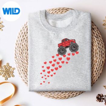 ValentinesDayMonsterTruckHeartsToddlerGirlsweater