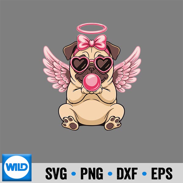 Valentines Day Pug Cupid With Angel PNG SVG for Cricut 6 ValentinesDayPugCupidWithAngel