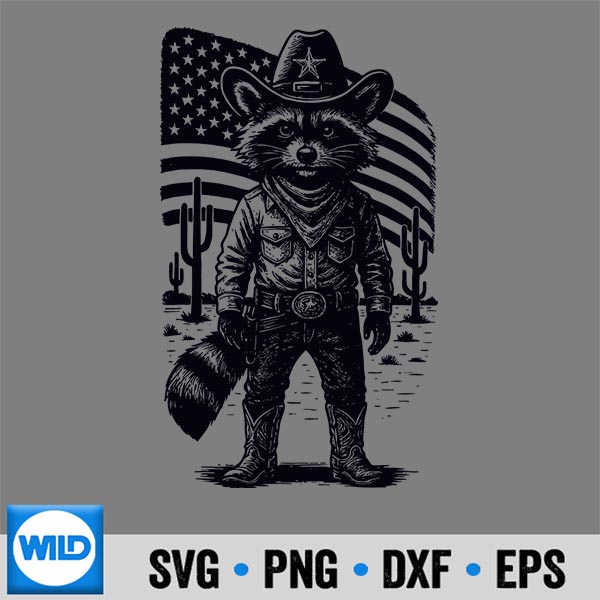 VintageRaccoonCowTrashPandaUsaWesternCountry