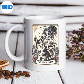 VintageTheCorgiMomTarotCardSkeletonSpookyHalloweenmug