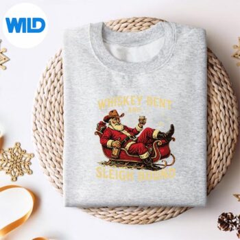 WhiskeySleighBoundCowSantaChristmassweater