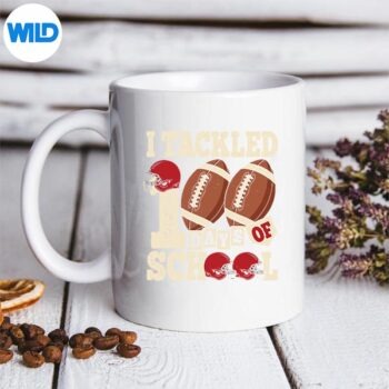 100DaysOfSchool100thDayOfSchoolFootballmug 1