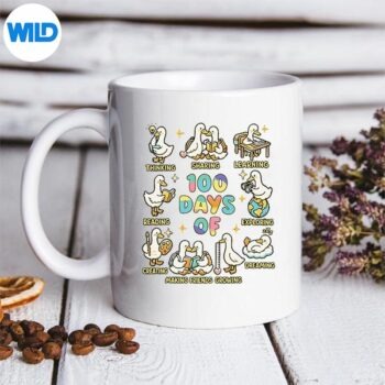 100DaysOfSchoolCuteGooseLearningDucksTeachermug