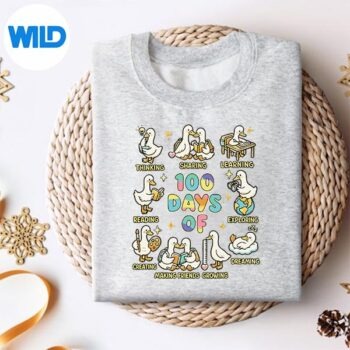 100DaysOfSchoolCuteGooseLearningDucksTeachersweater