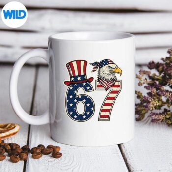 67SixSevenEagle4thOfJulyMemeUsaFlagVintagemug 1