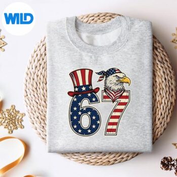 67SixSevenEagle4thOfJulyMemeUsaFlagVintagesweater 1