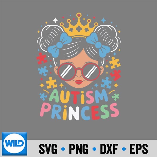 AutismPrincessAfroGirlsBowDaughterAutismAwareness 1