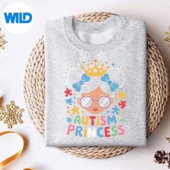 AutismPrincessAfroGirlsBowDaughterAutismAwarenesssweater 1
