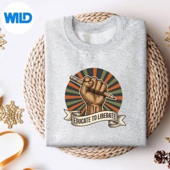 BlackHistoryMonthTeacherRaisedFistPencilEducatorsweater