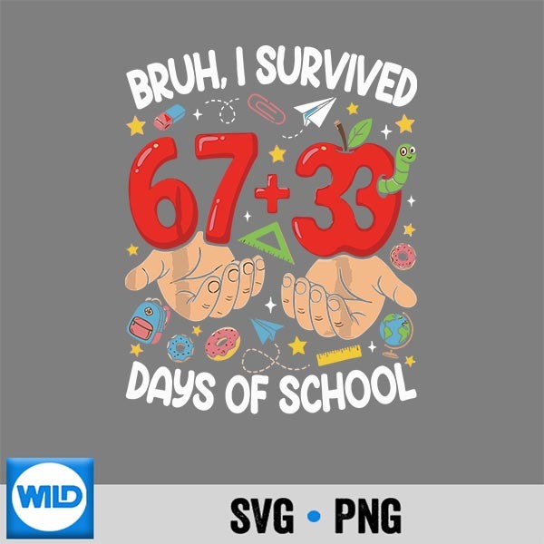 Bruh I Survived 67 33 Days Of School 100 Days Vector Design 1 Bruh I Survived 67 33 Days Of School 100 Days Vector Design