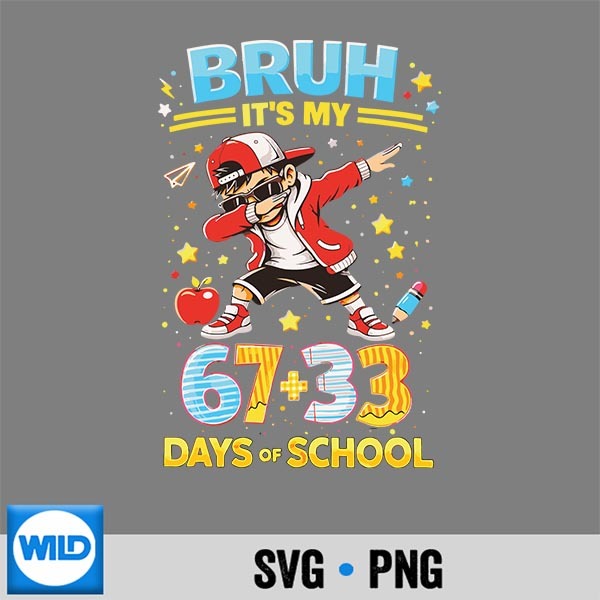 Bruh Its My 67 33 Days Of School 100th Day Of School Vector Design 1 Bruh Its My 67 33 Days Of School 100th Day Of School Vector Design