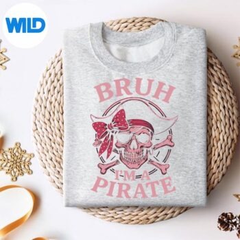 Bruh Pirate Skull Coquette Bow Costume Pretend Im A Pirate SVG PNG Cut File 4 BruhPirateSkullCoquetteBowCostumePretendImAPiratesweater