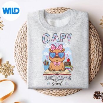 Capy 100th Days Of School Capybara 100 Days Smarter Cute Design for Cricut 4 Capy100thDaysOfSchoolCapybara100DaysSmarterCutesweater
